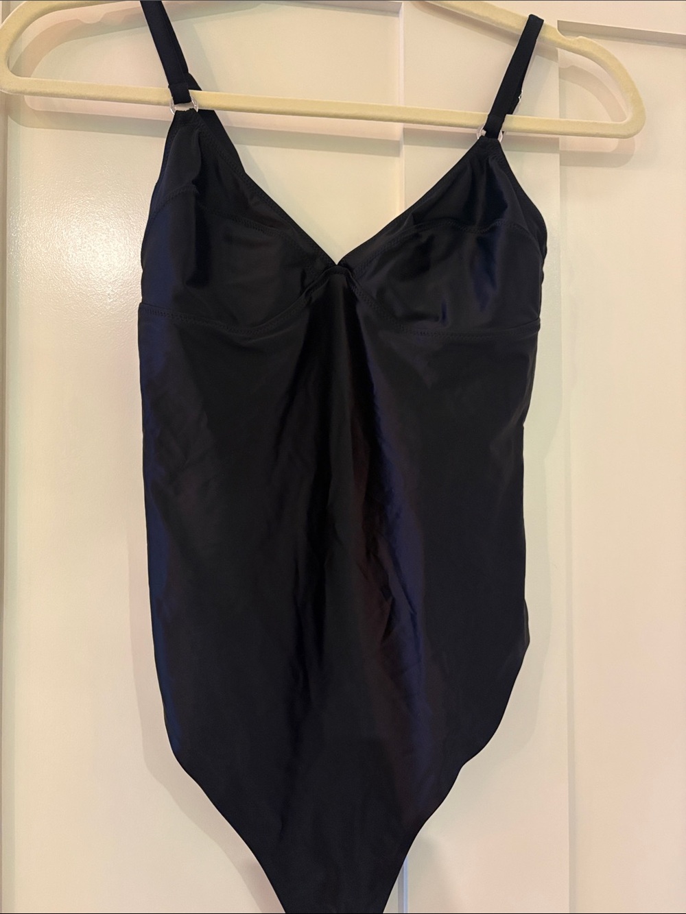 Fleur du Mal Black Satin bodysuit with Adjustable Straps
